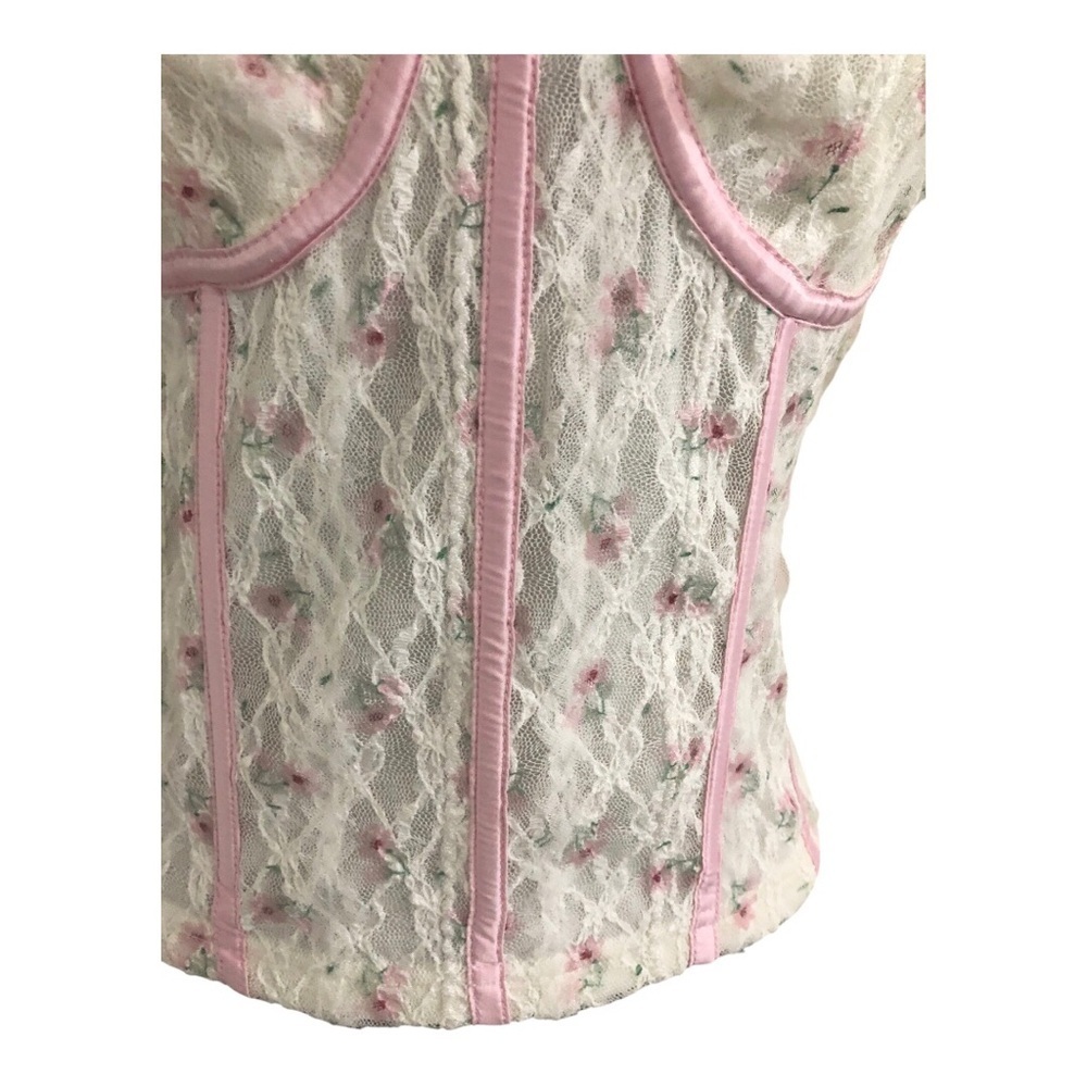 Pretty Garbage off-white & pink lace corset style top size medium brand new - Picture 9 of 14